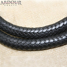 Load image into Gallery viewer, Ardour Crafts 3 Feet Long 16 Plait Genuine Leather Bull Whip Heavy Duty Bullwhip Black
