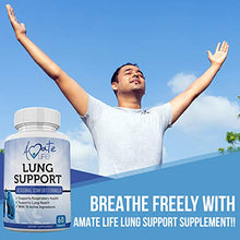 Load image into Gallery viewer, Lung Support Dietary Supplements Herbal Breathing Support 10 Active Ingredients Original Formula for Lung Health Lung Cleanse Formula Supplement for Bronchial System 60 Capsules Non GMO by Amate Life
