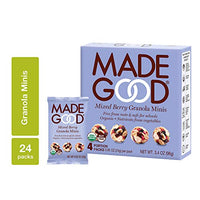 MadeGood Mixed Berry Granola Minis, Allergy Friendly, Gluten Free & Safe For School Snacks, 24 count