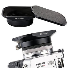 Load image into Gallery viewer, JJC Metal Square Lens Hood w/ABS Hood Cap Protector &amp; 49mm Thread Filter Adapter Ring for Fujifilm X100V X100F X100T X100S X100 X70 Camera Replaces Fuji LH-X100 Lens Hood &amp; AR-X100 Adapter/Black
