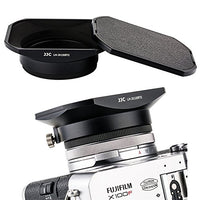 JJC Metal Square Lens Hood w/ABS Hood Cap Protector & 49mm Thread Filter Adapter Ring for Fujifilm X100V X100F X100T X100S X100 X70 Camera Replaces Fuji LH-X100 Lens Hood & AR-X100 Adapter/Black