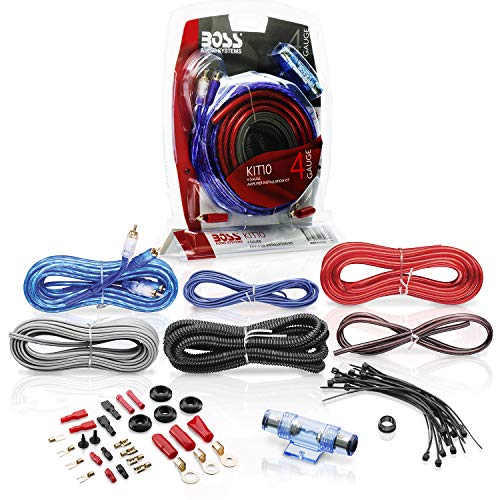 BOSS Audio Systems KIT10 4 Gauge Amplifier Installation Wiring Kit - A Car Amplifier Wiring Kit Helps You Make Connections and Brings Power to Your Radio, Subwoofers and Speakers