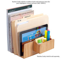 Load image into Gallery viewer, MobileVision Bamboo Desktop File Folder Organizer and Paper Tray, 5 Slots
