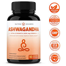 Load image into Gallery viewer, Organic Ashwagandha 2000mg with Holy Basil Leaf &amp; Black Pepper Extract - Ashwaganda Root Powder Supplement for Adrenal Fatigue, Mood &amp; Thyroid Support - 90 Vegan Capsules
