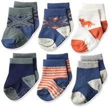Load image into Gallery viewer, Carter&#39;s Baby Boys&#39; 6 Pack Computer Socks (6 Pack),  Fox- Blue, Orange, White, 3-12 Months
