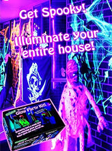 Load image into Gallery viewer, Black Lights for Glow Party! 115W Blacklight LED Strip kit. 4 UV Lights to Surround Your neon Party. Ultraviolet Lighting for Big Rooms. Easy Set up! Glow in The Dark Party Supplies. Halloween Decor.
