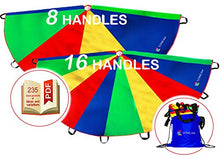 Load image into Gallery viewer, VOMLine Play Parachute 12 Foot for Kids with Extra Strong Smudge Resistant-Handles, Proper Selection of Matching Colors On The Basis of Experimental Color Testing, with High-Grade Stitching
