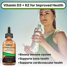 Load image into Gallery viewer, MAX Absorption, Vitamin D3 + K2 (MK-7) Liquid Drops with MCT Oil, Peppermint Flavor, Helps Support Strong Bones and Healthy Heart
