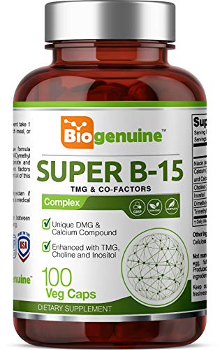 Super B-15 100 Vcaps - Niacin Calcium Choline Inositol DMG TMG - Supports Healthy Oxygen Energy Levels