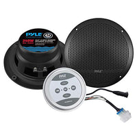 Pyle Bluetooth Marine Grade Flush Mount 2-Way Speaker System Amplified Full Range Stereo Sound Dual Cone Dome Waterproof Universal Home with Aux 3.5mm Input Pair 6.5 240 Watts (PLMRKT9) Black