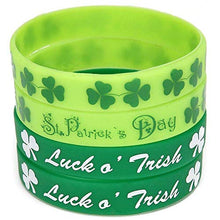 Load image into Gallery viewer, Moon Boat 36PCS St. Patrick&#39;s Day Shamrock Rubber Wristbands Bracelets - Party Favors Supplies Gifts Decorations
