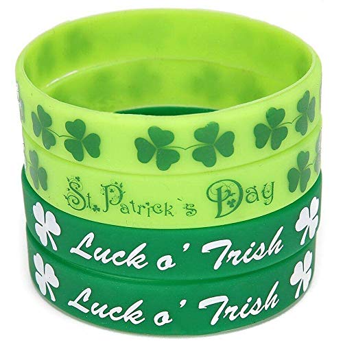 Moon Boat 36PCS St. Patrick's Day Shamrock Rubber Wristbands Bracelets - Party Favors Supplies Gifts Decorations