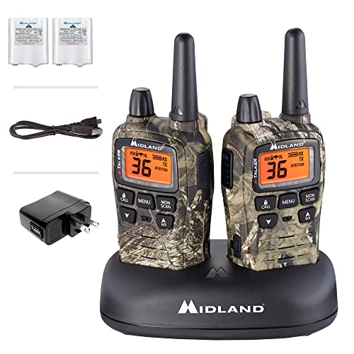 Midland - X-TALKER T75VP3, 36 Channel FRS Two-Way Radio - Up to 38 Mile Range Walkie Talkie, 121 Privacy Codes, & NOAA Weather Scan + Alert (Pair Pack) (Mossy Oak Camo)
