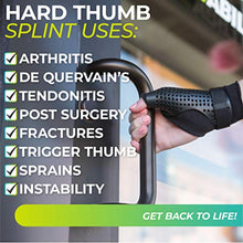 Load image into Gallery viewer, BraceAbility Hard Plastic Thumb Splint | Arthritis Treatment Brace to Immobilize &amp; Stabilize CMC, Basal and MCP Joints for Trigger Thumb, Tendonitis Pain, Sprains (Medium - Right Hand)

