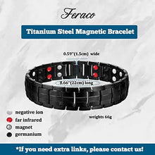 Load image into Gallery viewer, Feraco Mens Magnetic Bracelet Titanium Steel Magnetic Bracelet with Double Row 4 Elements Magnets (Black)

