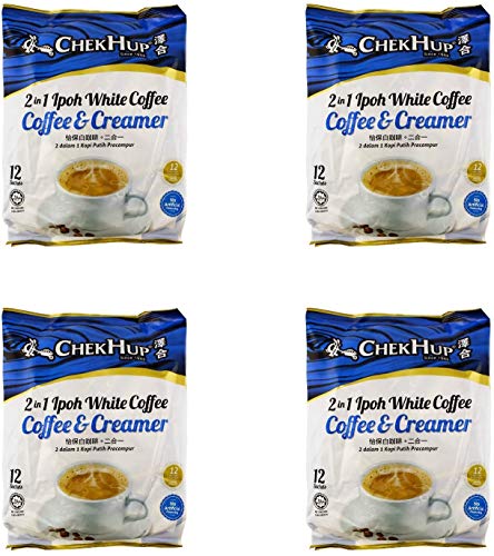 4 Pack Chek Hup 2 in 1 Ipoh White Coffee - Coffee & Creamer Imported from Malaysia (4x12 sachets)