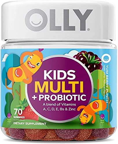 OLLY Kids Multi-Vitamin and Probiotic Gummy Supplements, Yum Berry Punch, 70 Count by Olly
