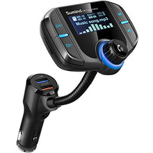 Load image into Gallery viewer, (Upgraded Version) Bluetooth FM Transmitter, Sumind Wireless Radio Adapter Hands-Free Car Kit with 1.7 Inch Display, QC3.0 and Smart 2.4A Dual USB Ports, AUX Input/Output, TF Card Mp3 Player
