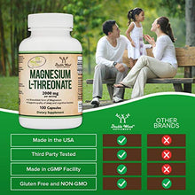 Load image into Gallery viewer, Magnesium L Threonate Capsules (Magtein)  High Absorption Supplement  Bioavailable Form for Sleep and Cognitive Function Support  2,000 mg  100 Capsules
