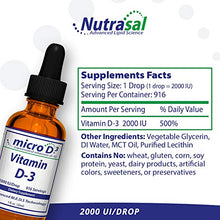 Load image into Gallery viewer, Nutrasal Micro D3 Vitamin D-3 Drops - High Concentrate (2 Million IU&#39;s) Vitamin D3 with Nano Technology and Up to 10X More Absorption -1 oz (30 ml)
