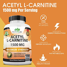 Load image into Gallery viewer, Acetyl L-Carnitine 1,500 mg High Potency Supports Natural Energy Production, Supports Memory/Focus - 100 Veggie Capsules
