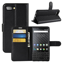 Load image into Gallery viewer, BlackBerry KEY2 Case, Fettion Premium PU Leather Wallet Flip Phone Protective Case Cover with Card Slots for BlackBerry KEY2 Smartphone (Black)
