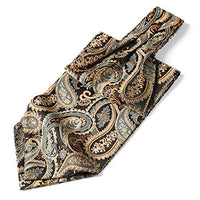 Cravat Ascot Brown Tie for Men Floral Tie Paisley Jacquard Self Cravat Tie Vintage Formal Cravat Scarf for Wedding Party