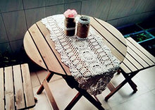 Load image into Gallery viewer, gracebuy 12X55 Inch White Oblong Handmade Cotton Crochet Lace Table Runner
