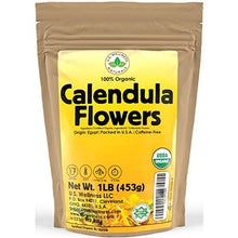 Load image into Gallery viewer, Calendula Tea 1LB (16Oz) 100% CERTIFIED Organic Whole Flower Calendula Herbal Tea (Calendula Officinalis), Caffeine Free in 1 lbs. Bulk Resealable Kraft BPA free Bags from U.S. Wellness
