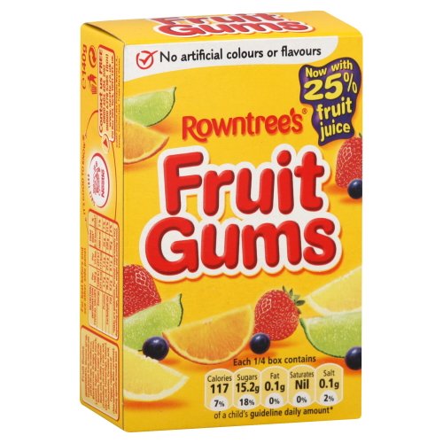 Rowntrees Candy Fruit Gums 4.4 oz/125g -(pack of 18)