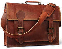 18 Inch Vintage Handmade Leather Travel Messenger Office Crossbody Bag Laptop Briefcase Computer College Satchel Bag For Men And Women