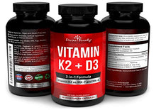 Load image into Gallery viewer, Vitamin K2 (MK7 &amp; MK4) with D3 Supplement - Vitamin K &amp; D as MK-7 100mcg, MK-4 500mcg, and 5000 IU Vitamin D3-3-in-1 Formula - Bone and Heart Support - 90 Non-GMO Vegetarian Capsules
