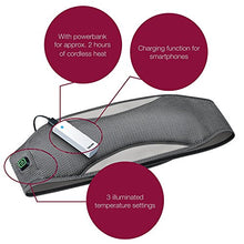Load image into Gallery viewer, Beurer Portable, Wireless, Heating Belt Pad with Convenient Storage Bag, Rechargeable for Indoor and Outdoor Use, Pain Relief, Dark Grey, 16 Oz
