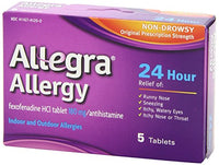 The Allegra family of products gives your family indoor and outdoor allergy relief - Allegra Allergy 24 Hour Relief (180 mg), 5 tablets
