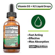 Load image into Gallery viewer, MAX Absorption, Vitamin D3 + K2 (MK-7) Liquid Drops with MCT Oil, Peppermint Flavor, Helps Support Strong Bones and Healthy Heart
