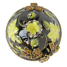 Load image into Gallery viewer, Apropos Hand- Painted Vintage Style Bee and Flowers Faberge Egg with Rich Enamel and Sparkling Rhinestones Jewelry Trinket Box (Purple)
