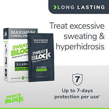 Load image into Gallery viewer, SweatBlock Maximum Strength Antiperspirant Sweat Wipes - For Excessive Sweat Protection - Extra Large - Up to 7 day protection per use - 10 Count - Unisex
