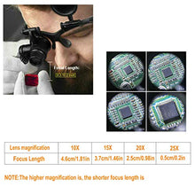 Load image into Gallery viewer, GuDoQi Magnifying Glasses with Light for Close Work, 4 Interchangeable Lens (10X, 15X, 20X, 25X), Jewelers Loupe, Hands Free Reading Magnifying Glass for Watch Repair
