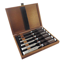 Load image into Gallery viewer, Narex 6 pc Set 6 mm (1/4), 10 (3/8), 12 (1/2), 16 (5/8), 20 (13/16), 26 (1-1/16) Woodworking Chisels in Wooden Presentation Box 853053
