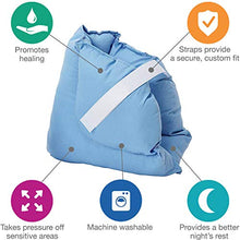 Load image into Gallery viewer, DMI Heel Cushion Protector Pillow to Relieve Pressure from Sores and Ulcers, Adjustable in Size, Blue, White, No Flavors, Sold as a Set of 2
