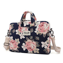 Load image into Gallery viewer, Canvaslife White Rose waterproof Patten Canvas Laptop Shoulder Messenger Bag Case Sleeve for 11 Inch 12 Inch 13 Inch Laptop and 11/12/ 13
