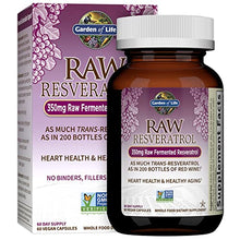 Load image into Gallery viewer, Garden of Life Heart Resveratrol Supplement - Powerful Antioxidant Support with 350mg Raw Fermented Trans-Resveratrol Plus Probiotics and Enzymes for Heart Health and Healthy Aging, 60 Vegan Capsules
