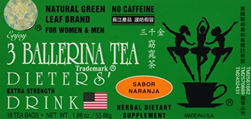 3 Ballerina Tea Extra Strength Dieters' Drink, Orange, 18 Count