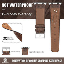 Load image into Gallery viewer, top4cus Compatible with 42mm/44mm Genuine Leather Band iwatch Strap Apple Watch Series 6 Series SE Series 5 Series 4 Series 3/2/1 and Sport Edition, Stainless Metal Clasp (42mm, Retro Brown)
