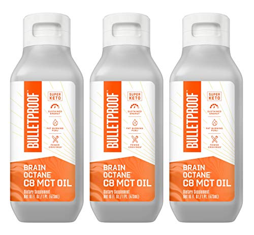 Bulletproof Brain Octane C8 MCT Oil, 16 Ounces (Pack of 3), Keto Supplement for Sustained Energy and Fewer Cravings