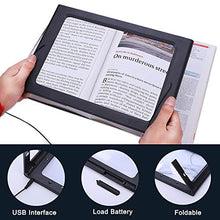 Load image into Gallery viewer, Hands-Free Magnifying Glass Large Full-Page Rectangular 3X Magnifier LED Lighted Illuminated Foldable Desktop Portable for Elder
