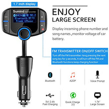 Load image into Gallery viewer, (Upgraded Version) Bluetooth FM Transmitter, Sumind Wireless Radio Adapter Hands-Free Car Kit with 1.7 Inch Display, QC3.0 and Smart 2.4A Dual USB Ports, AUX Input/Output, TF Card Mp3 Player
