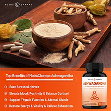 Load image into Gallery viewer, Organic Ashwagandha 2000mg with Holy Basil Leaf &amp; Black Pepper Extract - Ashwaganda Root Powder Supplement for Adrenal Fatigue, Mood &amp; Thyroid Support - 90 Vegan Capsules
