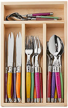 Load image into Gallery viewer, Jean Dubost 24 Piece Everyday Flatware Set with Handles in a Tray, Multicolored
