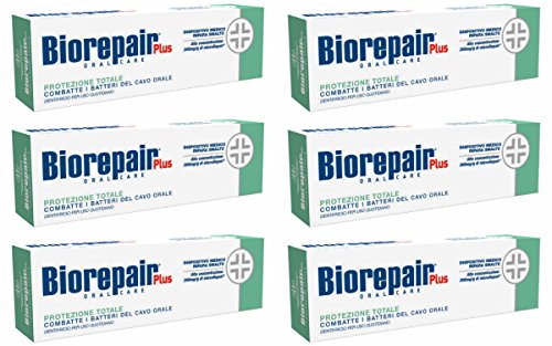 Biorepair Total Protection Daily Toothpaste - 2.54 Fluid Ounces (75ml) Tubes (Pack of 6) [ Italian Import ]